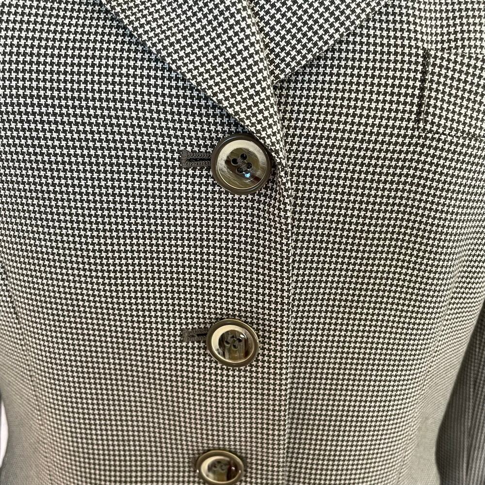 Le Suit Houndstooth Blazer Coat Tailored Longline Quiet Luxury Sz 8 Y2K Office - Picture 12 of 12